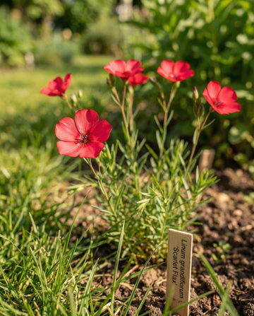 Scarlett Flax (Linum grandiflorum) – økologiske enårige blomsterfrø fra SeedsChoice