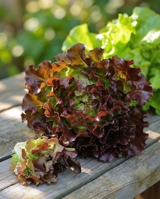 Pluksalat Red Salad Bowl (Lactuca sativa) – økologisk etårigt grøntsagsfrø fra SeedsChoice