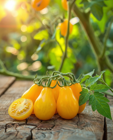 Kirsebærtomat Yellow Pearshaped (Solanum lycopersicum) – økologisk etårigt grønsagsfrø fra SeedsChoice