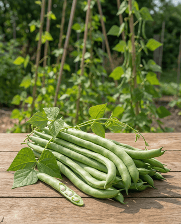 Stangbønne Neckarkönigin grønne bælge (Phaseolus vulgaris) – økologiske frø til enårig grøntsag fra SeedsChoice