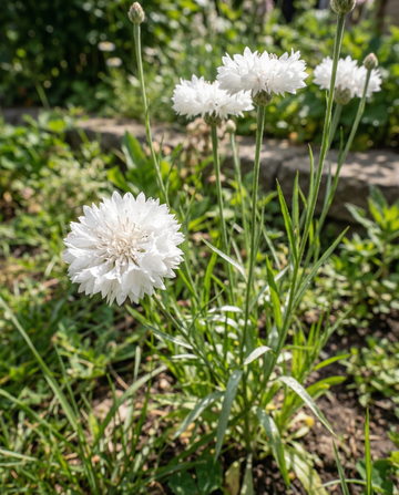 Kornblomst White Ball (Centaurea cyanus) – ettårige blomsterfrø fra SeedsChoice