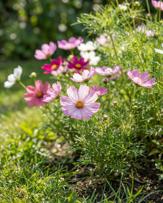 Dwarf Sensation Mixed (Cosmos bipinnatus) – frø til enårig blanding fra SeedsChoice