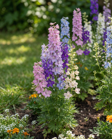 Ridderspore Mixed Dwarf (Delphinium ajacis) – frø til enårig blanding fra SeedsChoice