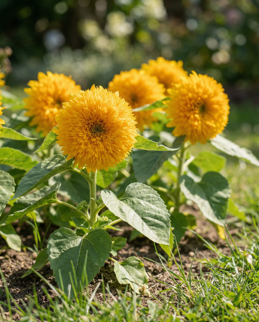 Solsikke Sungold Double Flowered Dwarf (Helianthus annuus) – etårige blomsterfrø fra SeedsChoice