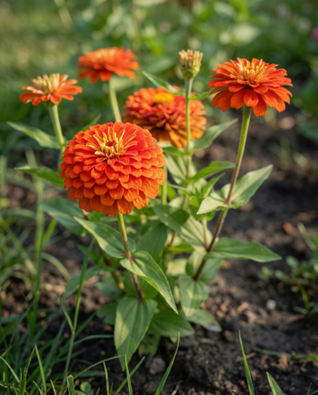 Scarlet Flame (Zinnia elegans) – ettårige blomsterfrø fra SeedsChoice