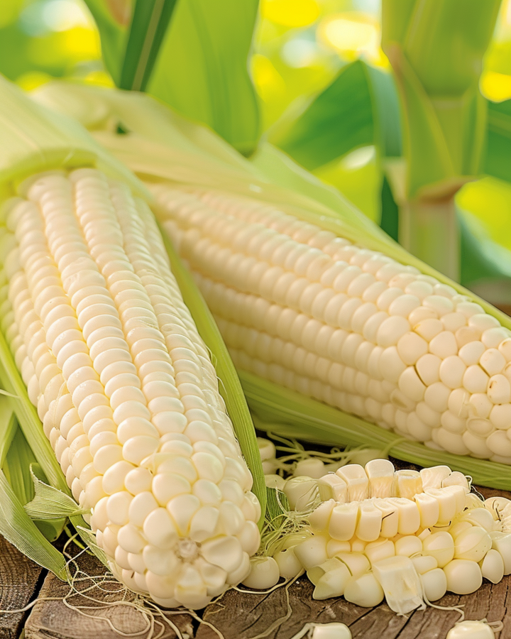 Sukkermajs Glacial White Kernels frø (Zea mays) – enårig grøntsag