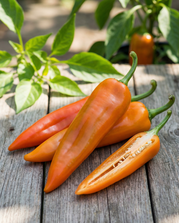 Sød peberfrugt Timia Orange Pointed (Capsicum annuum) – etårige grøntsagsfrø fra SeedsChoice