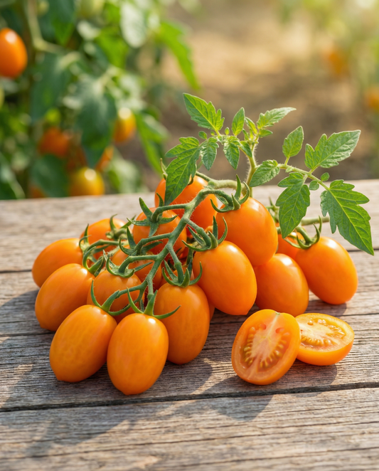 Snack Tomat Dattorange F1 (Solanum lycopersicum) – ettårigt grøntsagsfrø fra SeedsChoice
