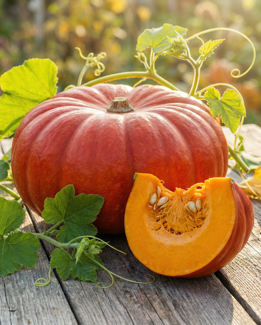 Græskar Rouge Vif Detampes (Cucurbita maxima) – frø til etårige grøntsager fra SeedsChoice