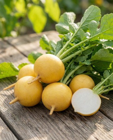 Radis Zlata Yellow Round (Raphanus sativus) – etårige grøntsagsfrø fra SeedsChoice