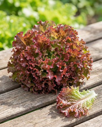 Lollo Rossa salat (Lactuca sativa) – enårigt grøntsagssfrø fra SeedsChoice