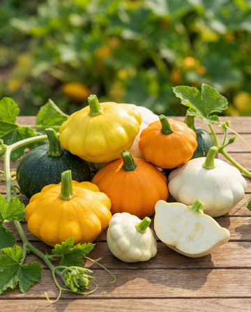 Patisson squash Colour Mix (Cucurbita pepo) – ettårige grøntsagsfrø fra SeedsChoice