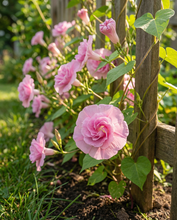 Klatrende Double Rose Climber Pink (Ipomoea tricolor) – frø til etårig klatreplante fra SeedsChoice