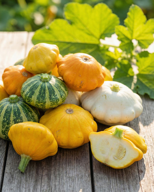 Patisson Colour Scallopini (Cucurbita pepo) – ettårig blandingsfrø fra SeedsChoice
