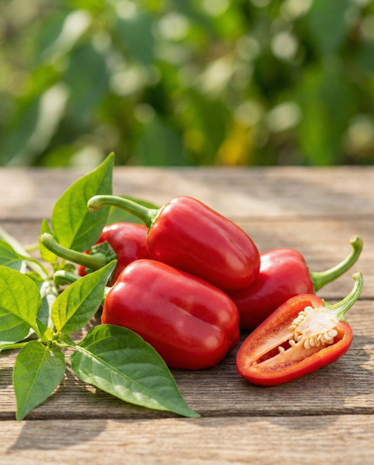 Snackpaprika rød mini peberfrugt (Capsicum annuum) – ettårige grøntsagsfrø fra SeedsChoice
