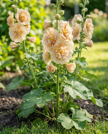 Stokrose Majorette Champagne (Alcea rosea) – etårige frø fra SeedsChoice