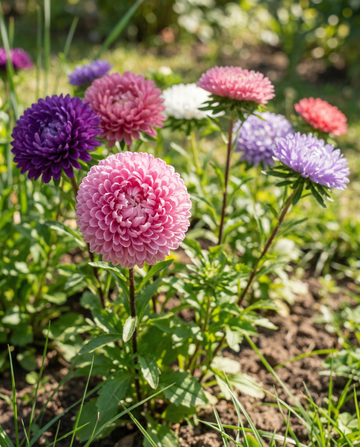 Aster Pompon Mixed (Callistephus chinensis) – etårig blanding frø fra SeedsChoice