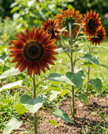 Solsikke Evening Sun rød gul (Helianthus annuus) – frø til enårige blomster fra SeedsChoice
