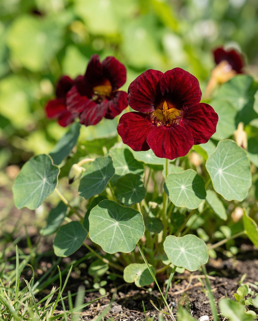Nasturtium Black Velvet (Tropaeolum majus) – etårigt blomsterfrø fra SeedsChoice
