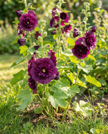 Stokrose Chater's Deep Purple (Alcea rosea) – toårige frø fra SeedsChoice