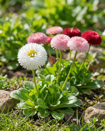 Tusindfryd blandet Pomponette (Bellis perennis) – toårige blomsterfrø fra SeedsChoice