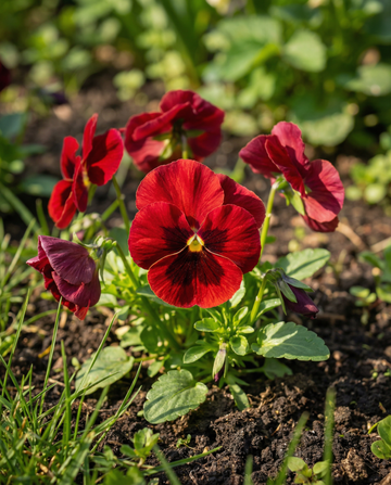 Stedmoderblomst Red Wing (Viola wittrockiana) – toårige blomsterfrø fra SeedsChoice