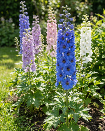 Ridderspore Giant Pacific (Delphinium cultorum) – frø til flerårig blanding fra SeedsChoice