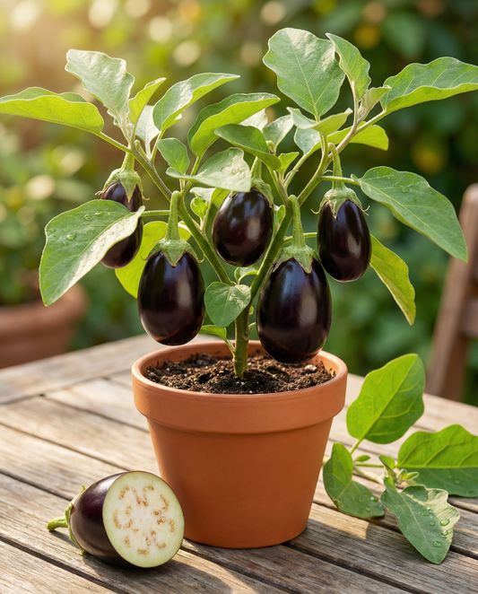 Mini aubergine Patio Baby F1 (Solanum melongena) – etårige grøntsagsfrø fra SeedsChoice