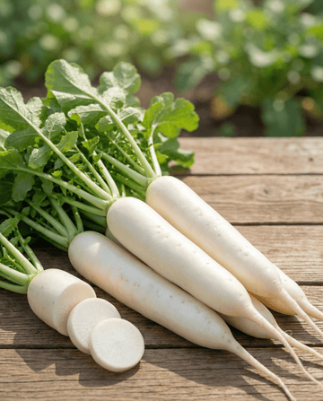 White Icicle radise (Raphanus sativus) – etårige grønsagsfrø fra SeedsChoice