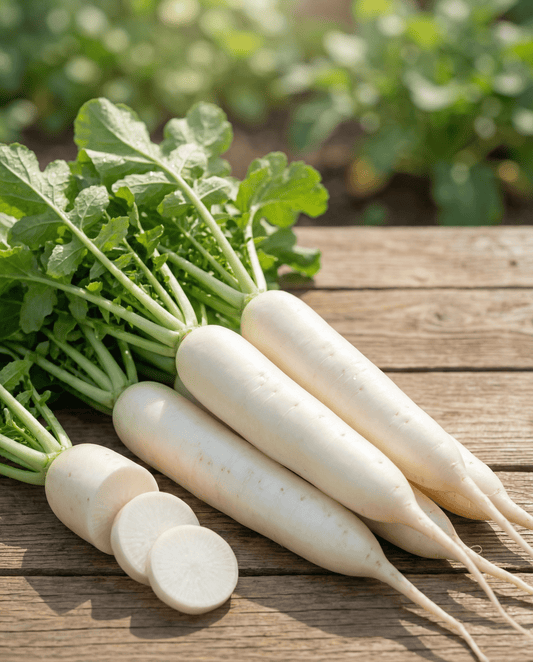 White Icicle radise (Raphanus sativus) – etårige grønsagsfrø fra SeedsChoice
