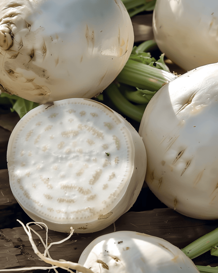 Have-majroe Platte Witte Mei frø (Brassica rapa) – ettårig grøntsag