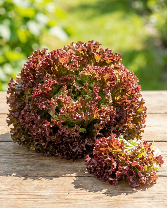 Lollo Rossa salat rødt blad (Lactuca sativa) – enårigt grøntsagssfrø fra SeedsChoice