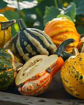 Prydgræskarfrø Cucurbita pepo ettårig blanding Large Small Fruits