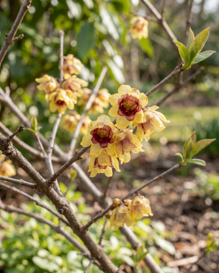 Vinterkvædefrø vinterblomstre busk (Chimonanthus praecox) – blomst