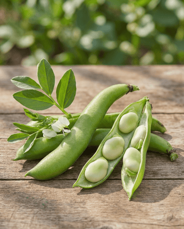 Hestebønne Threefold White 100g (Vicia faba) – årlige grøntsagsfrø fra SeedsChoice