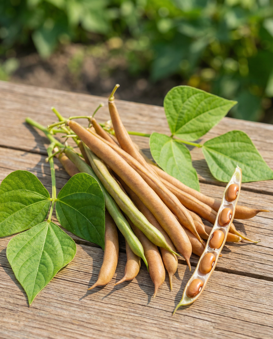 Buskbønner Brown Dutch 25g (Phaseolus vulgaris) – etårigt grøntsagsfrø fra SeedsChoice